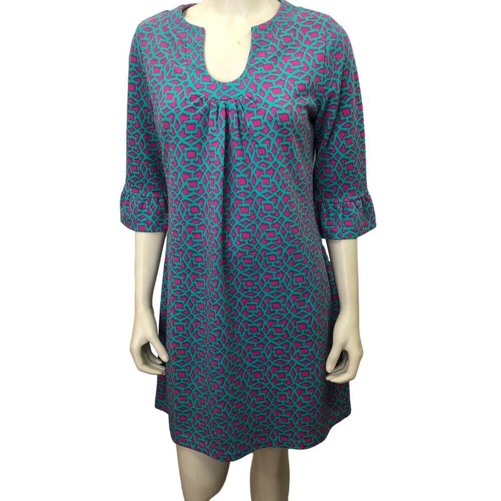 ARYE SHIFT RUFFLE ELBOW SLEEVE DRESS SIZE LG